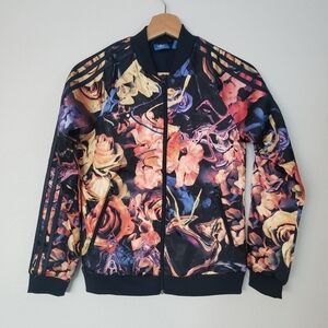 Adidas Originals Floral Rose Print Superstar Track Jacket Girls  size 11/12